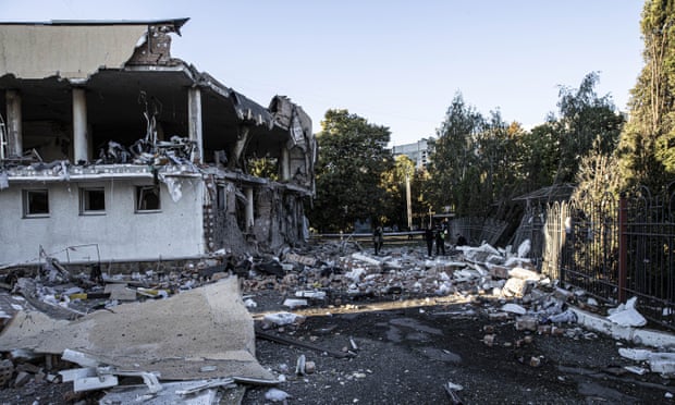 Street strewn with rubble