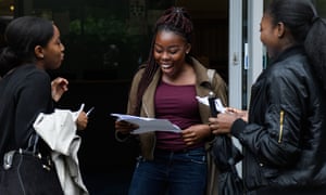 Students receiving their A-level results at City and Islington college, London, 17 August 2017. 