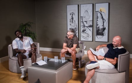 From left: Micah Richards, Gary Lineker and Alan Shearer on The Rest Is Football podcast