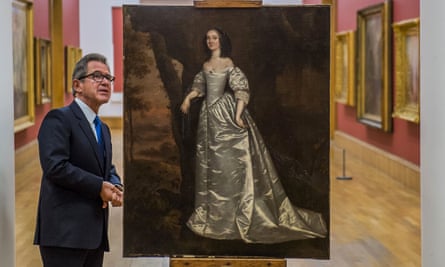New acquisition … Tate chairman Lord Browne with Portrait of an Unknown Lady (1650-55) by Joan Carlile.