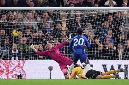 João Pedro scores Chelsea’s second goal against Wolves.
