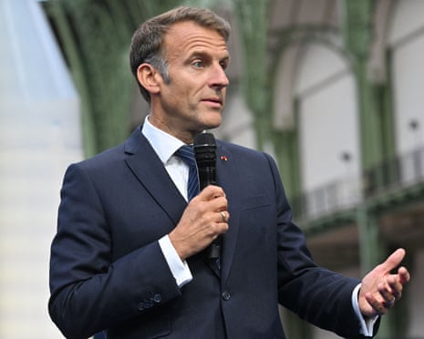 French president Emmanuel Macron attends the International Space Summit at the Grand Palais in Paris, France.