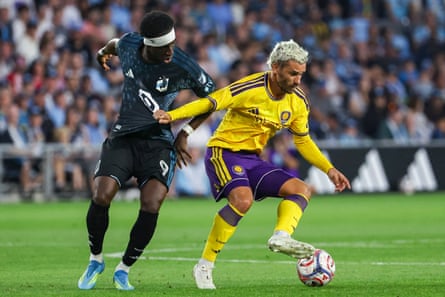 MLS 2026 - Minnesota United 3:3 Orlando City, St. Paul, United States - 29 Aug 2026Orlando City forward ANTOINE GRIEZMANN (7) holds off Minnesota United FC forward KELVIN YEBOAH (9). Minnesota United hosted Orlando City on August 29th. The teams faced off at Allianz Field in St. Paul, Minnesota. The game ended in a draw 3-3.
