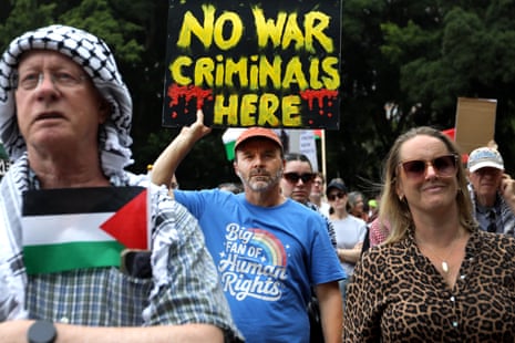 Protesters rally in Sydney on 1 February against Israeli president Isaac Herzog’s upcoming Australian visit.