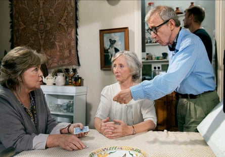 Pauline Collins, Gemma Jones and Woody Allen shooting You Will Meet A Tall Dark Stranger.