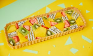 Kim-Joy bakes: Mango and coconut tessellated fruit tart; Christopher Thomond for The Guardian.
