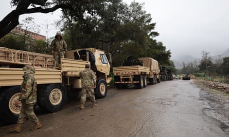 California Storms: Biden Declares Major Disaster with More Floods Predicted | California 1 National Guard troops arrive in Montecito to help county officials redirect rain and creek water.