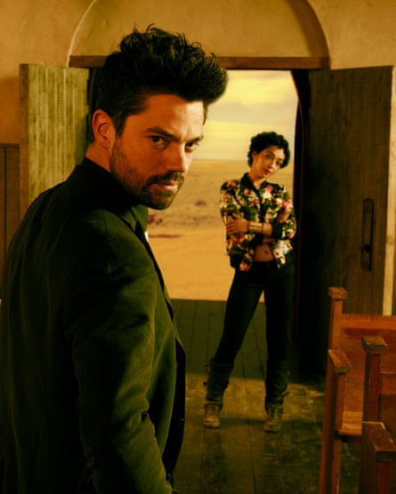 With Preacher co-star, and partner, Dominic Cooper.