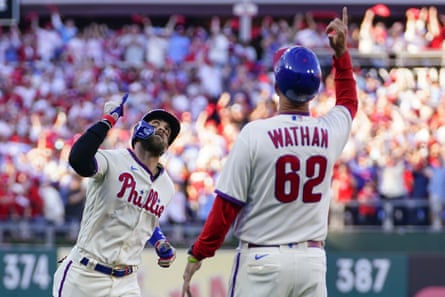 Spike This! Hoskins, Harper homer, Phils rout Braves in NLDS