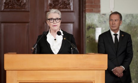 Berit Reiss-Andersen, head of the Nobel Committee, announces the winner of this year’s peace prize at the Nobel Institute in Oslo, Norway.
