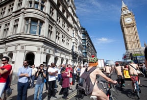 Participants cycle past Big Ben