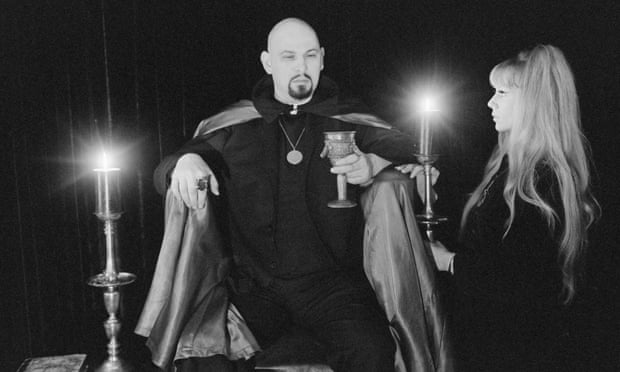 The late Church of Satan founder Anton Szandor LaVey and his partner, Diane Hegarty, at a ceremony in California.