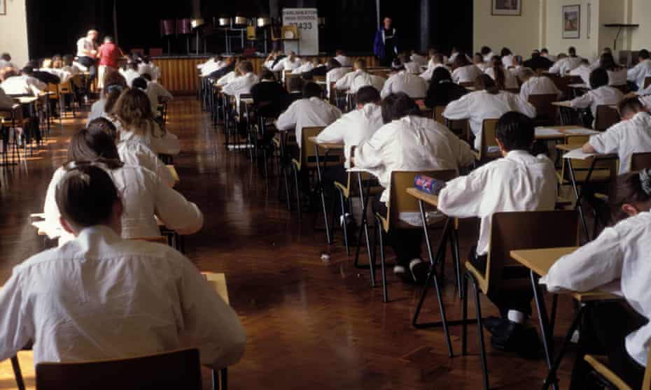 Schoolchildren sitting key stage 3 Sat exam