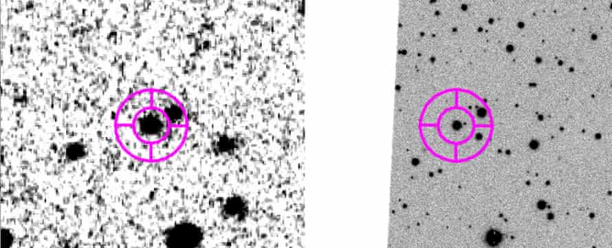 A side-by-side comparison of the sky from photographic plates observed in 1901 and 2018