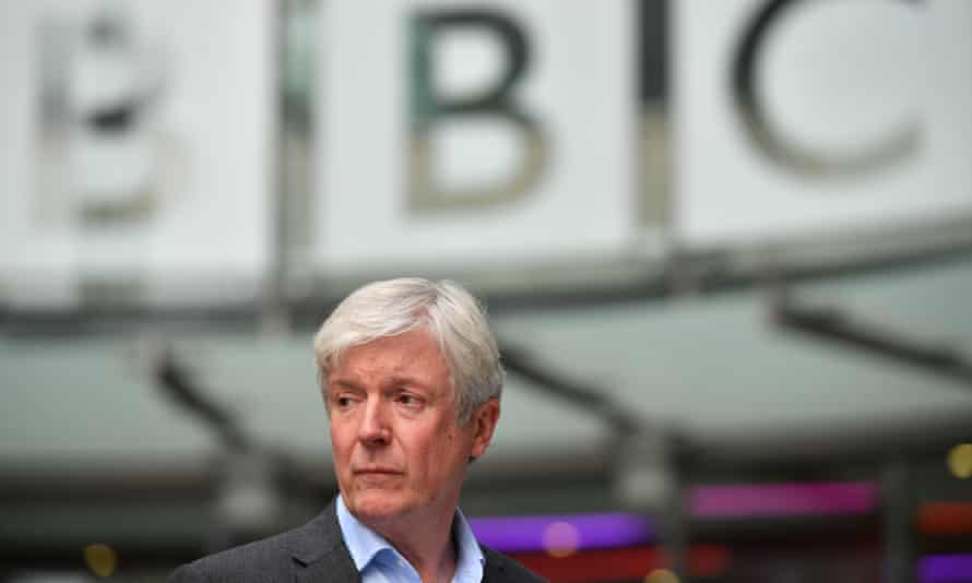 Tony Hall outside the BBC's HQ in central London
