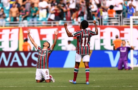 Fluminense’s Rene and Keno celebrate at full-time.