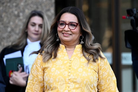 Greens senator Mehreen Faruqi departs the federal court of Australia in Sydney on Monday.
