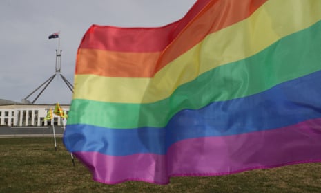 LGBTIQ flags outside Parliament House