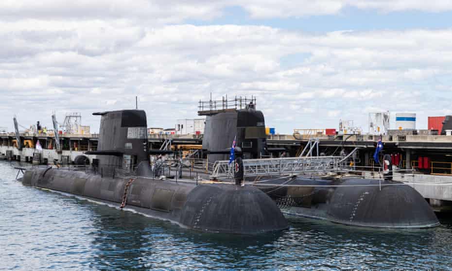 Two of Australia’s Collins-class submarines at HMAS Stirling in Perth
