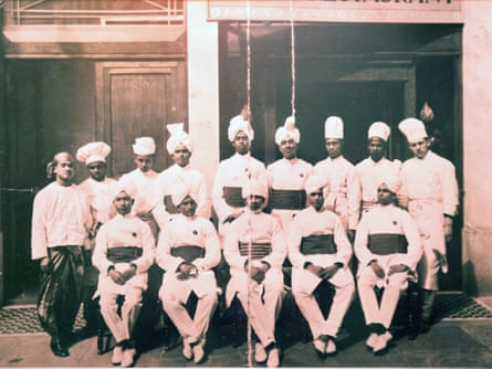 Butlers and kitchen staff at Veeraswamy in 1927.