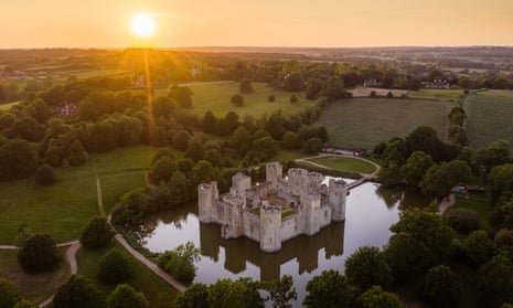 Bodiam Castle in East Sussex. Work led by Christopher Taylor helped to transform the perception of castles from grim fortresses to pleasurable residences for the aristocracy.