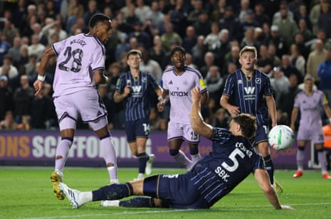 Newcastle United's Joe Willock scores their first goal.