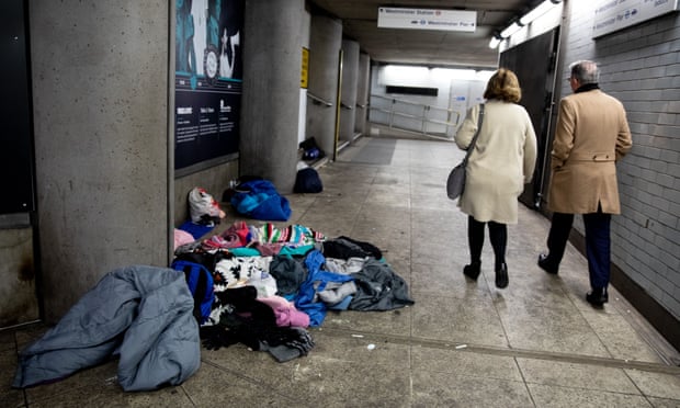Homeless people had been sleeping in the Westminster tube tunnel.