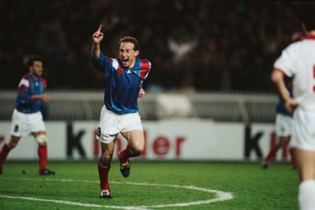 Jean-Pierre Papin celebrates after scoring against Belgium in March 1992.