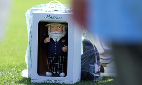 The Masters Gnome is seen on the course during a practice round prior to the 2024 Masters.