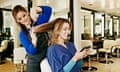 Woman having her hair cut in a salon