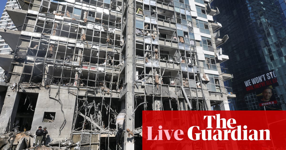 Israel-Iran conflict live: hospital in southern Israel suffers extensive damage' in Iran missile strike