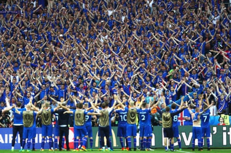 Iceland’s players and fans celebrate.