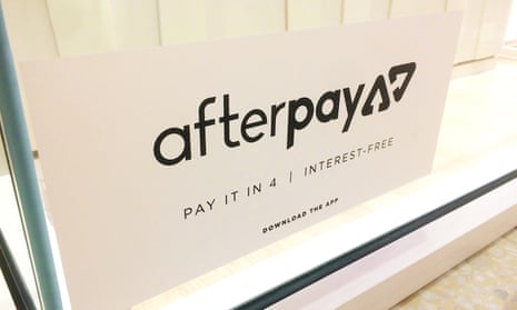 An Afterpay logo in a Queensland shop window