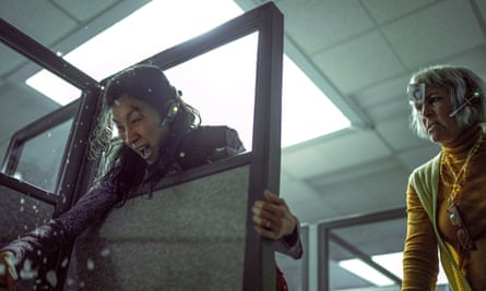 Michelle Yeoh and Jamie Lee Curtis in Everything Everywhere All at Once.