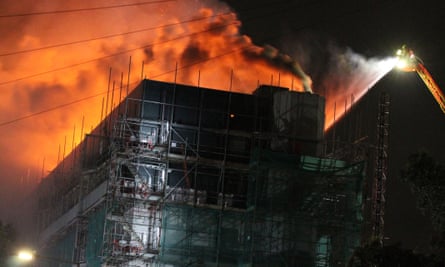 Firefighters tackling the blaze overnight