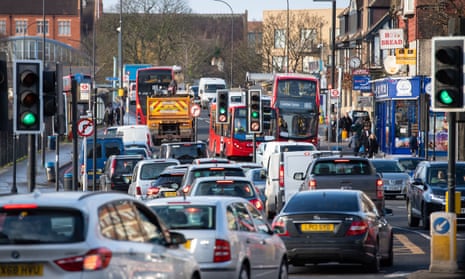 General view of traffic on the A205 south circular road in Lewisham, south London.