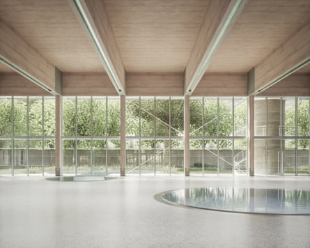 A sports centre in Zurich made using rammed earth materials.