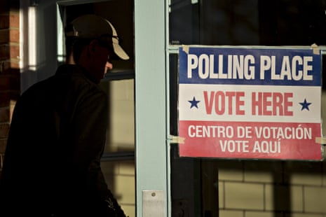 A man walks into a polling location in Arlington, Virginia on 1 March 2016.