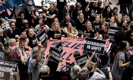 Protests against Brett Kavanaugh in the Senate Hart office building, Washington DC, 4 October 2018.