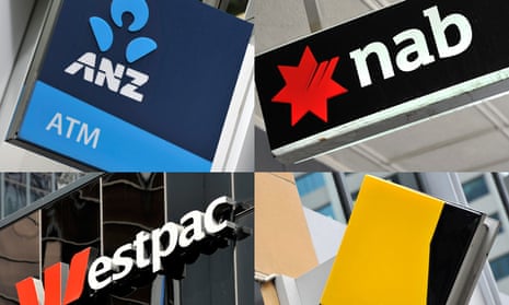 A composite image of signage of Australia's big four banks