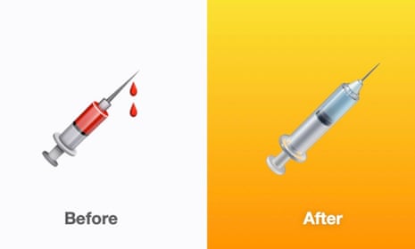 The syringe emoji before and after the upcoming changes