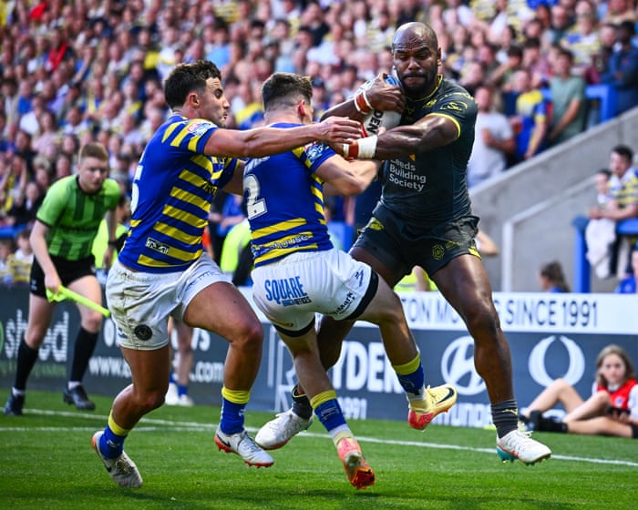 Leeds move clear at top of Super League after Sivo treble stuns rivals Warrington