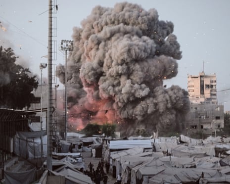 Smoke rises after an Israeli military strike in Gaza City on Tuesday