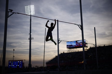 Allika Inkeri Moser of Estonia competes in the women's pole vault qualification.