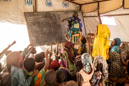 Temporary school in the refugee camp of Kabelewa