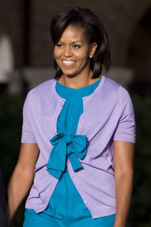 Cardigan prowess: Michelle Obama.