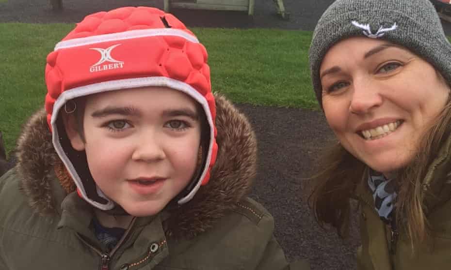 Nine-year-old Alfie Dingley with his mother, Hannah Deacon. Alfie’s medication has helped him to become seizure-free after years of 150 seizures a week.