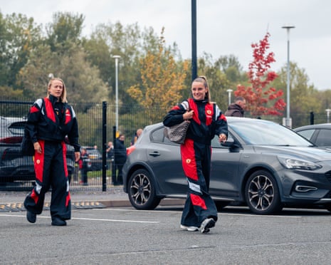 Ella Toone arrives for Manchester United's match against West Ham.