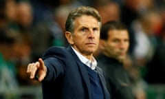 Ligue 1 - AS Saint-Etienne vs Olympique Lyonnais<br>Soccer Football - Ligue 1 - AS Saint-Etienne vs Olympique Lyonnais - Groupama Stadium, Lyon, France - October 6, 2019   Saint Etienne coach Claude Puel gestures    REUTERS/Emmanuel Foudrot