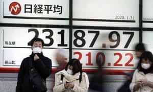 An electronic stock board showing Japan’s Nikkei 225 index at a securities firm in Tokyo today